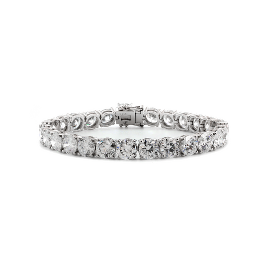 14K White Gold 6mm Round Brilliant Cut Lab Diamond 4 Round Prong Basket Tennis Bracelet