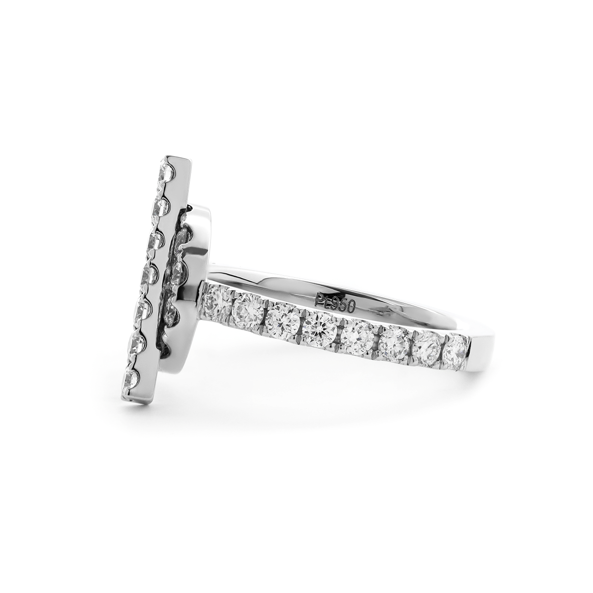 Platinum Round Lab Diamond Buckle-Inspired Ring Platinum Round Lab Diamond Buckle-Inspired Ring