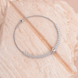 14K White Gold Round Lab Diamond Adjustable Chain Bracelet with A Millegrain Bezel 6mm Center Stone 14K White Gold Round Lab Diamond Adjustable Chain Bracelet with A Millegrain Bezel 6mm Center Stone