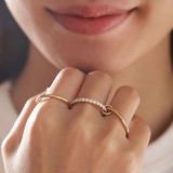 18K Yellow Gold Triple Link Stacking Ring with Round Lab Diamond Pave 18K Yellow Gold Triple Link Stacking Ring with Round Lab Diamond Pave