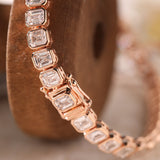 18K Rose Gold Emerald Cut Lab Diamond Bezel Tennis Bracelet 18K Rose Gold Emerald Cut Lab Diamond Bezel Tennis Bracelet