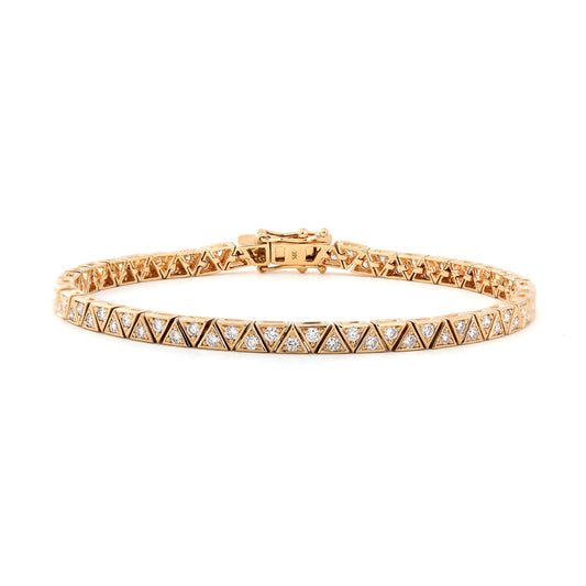 14K Yellow Gold Round Lab Dimaond Triangle Bracelet