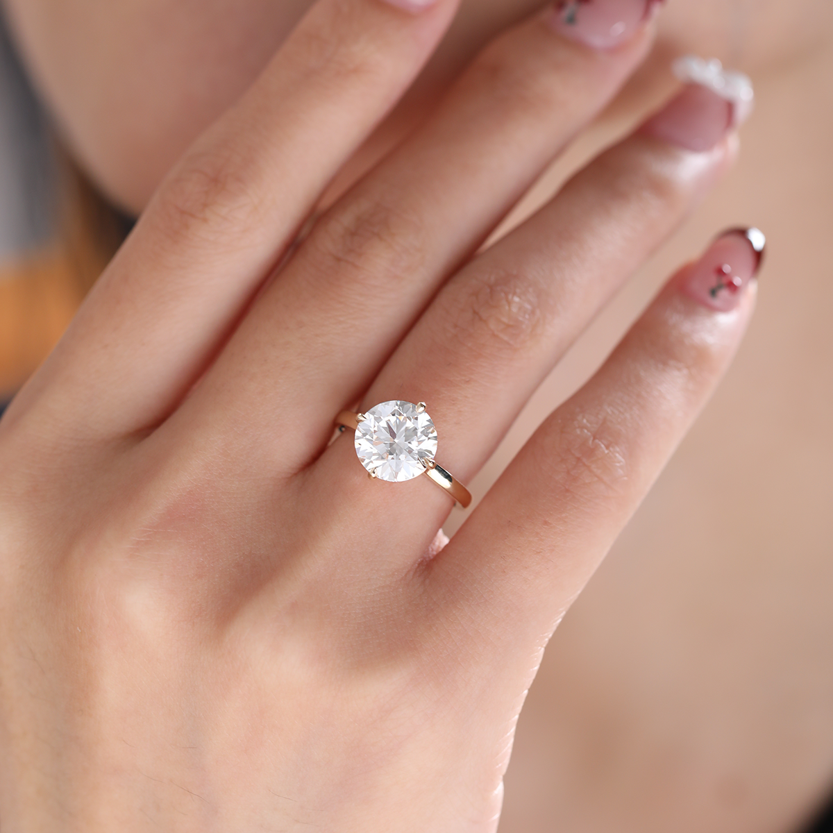 14K Yellow Gold 3ct Round Cut Diamond 4 Claw Prong Setting Solitaire Engagement Ring 14K Yellow Gold 3ct Round Cut Diamond 4 Claw Prong Setting Solitaire Engagement Ring