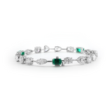 14K White Gold 10 ct tw 6 Shapes Lab Diamond & Lab Emerald Tennis Bracelet 14K White Gold 10 ct tw 6 Shapes Lab Diamond & Lab Emerald Tennis Bracelet