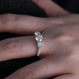 14K Yellow Gold Round Brilliant Cut Lab Diamond Pave Three Stone Ring 18K White Gold 14K Yellow Gold Round Brilliant Cut Lab Diamond Pave Three Stone Ring 18K White Gold