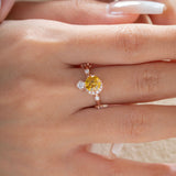 14K Rose Gold 1ct Yellow Round Lab Diamond Celestial-inspired Ring with Sun, New Moon, and Star Design 14K Rose Gold 1ct Yellow Round Lab Diamond Celestial-inspired Ring with Sun, New Moon, and Star Design