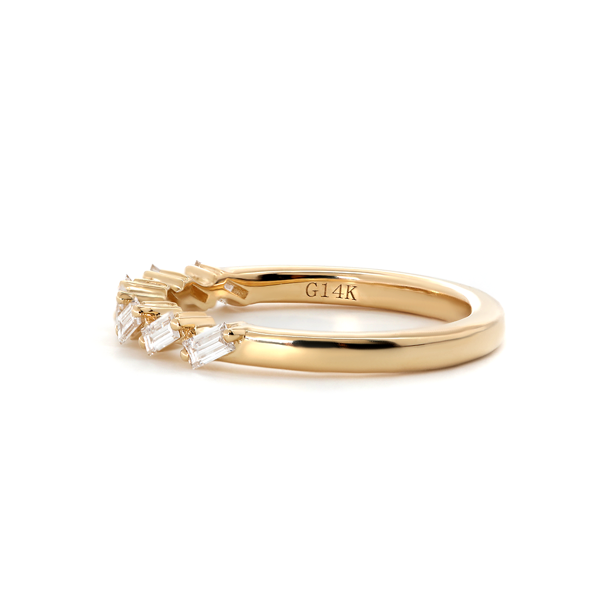 14K Yellow Gold Baguette Cut Lab Diamond 7 Stone Half Eternity Ring 14K Yellow Gold Baguette Cut Lab Diamond 7 Stone Half Eternity Ring