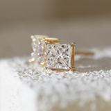 18K Yellow Gold Princes Cut Lab diamond Stud Earrings 18K Yellow Gold Princes Cut Lab diamond Stud Earrings