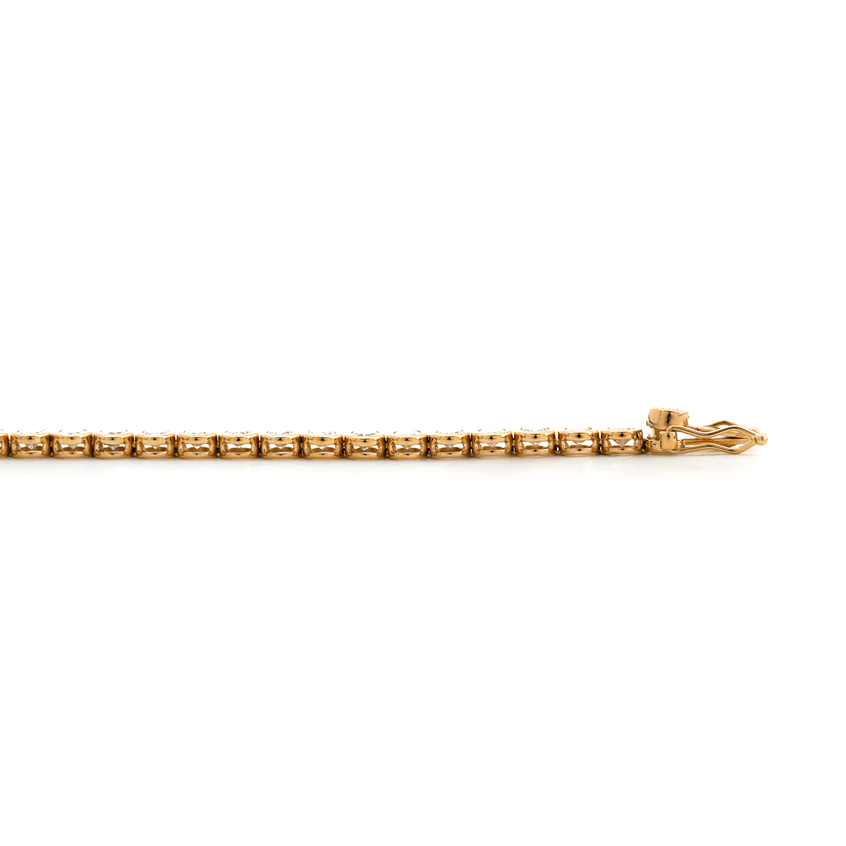 18K Yellow Gold Oval Cut Lab Diamond Bezel Tennis Bracelet 18K Yellow Gold Oval Cut Lab Diamond Bezel Tennis Bracelet