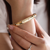 18K Yellow Gold Round Cut and Princess Cut Lab Diamond Bezel Bangle Bracelet 18K Yellow Gold Round Cut and Princess Cut Lab Diamond Bezel Bangle Bracelet