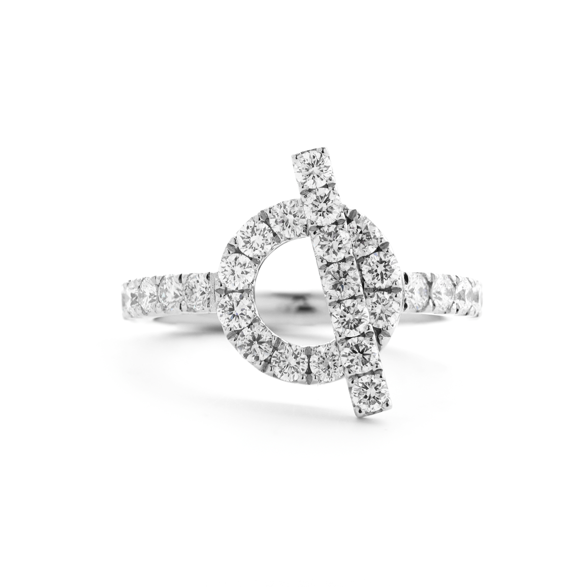Platinum Round Lab Diamond Buckle-Inspired Ring Platinum Round Lab Diamond Buckle-Inspired Ring