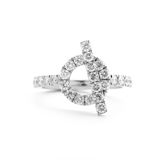 Platinum Round Lab Diamond Buckle-Inspired Ring