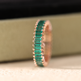 14K Rose Gold 3*1.5mm Baguette Cut Zambian Lab Emerald Eternity Ring 14K Rose Gold 3*1.5mm Baguette Cut Zambian Lab Emerald Eternity Ring
