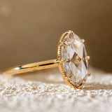 14K Yellow Gold Oval Rose Cut Lab Diamond Millegrain Solitaire Ring 14K Yellow Gold Oval Rose Cut Lab Diamond Millegrain Solitaire Ring