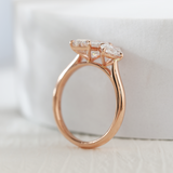 14K Rose Gold Marquise Cut and Emerald Cut Lab Diamond Toi et Moi Ring 14K Rose Gold Marquise Cut and Emerald Cut Lab Diamond Toi et Moi Ring
