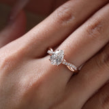 14K Rose Gold 1.5ct Pear Cut Lab Diamond Twist Pave Ring 14K Rose Gold 1.5ct Pear Cut Lab Diamond Twist Pave Ring