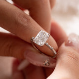 14K White Gold 3.5ct Radiant Cut Lab Diamond Hidden Halo Ring 14K White Gold 3.5ct Radiant Cut Lab Diamond Hidden Halo Ring
