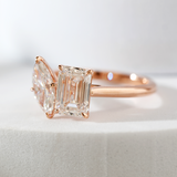 14K Rose Gold Marquise Cut and Emerald Cut Lab Diamond Toi et Moi Ring 14K Rose Gold Marquise Cut and Emerald Cut Lab Diamond Toi et Moi Ring