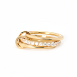 18K Yellow Gold Triple Link Stacking Ring with Round Lab Diamond Pave 18K Yellow Gold Triple Link Stacking Ring with Round Lab Diamond Pave