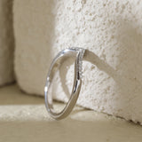 14K White Gold Round Lab Diamond V-shape Millegrain Wedding Ring 14K White Gold Round Lab Diamond V-shape Millegrain Wedding Ring