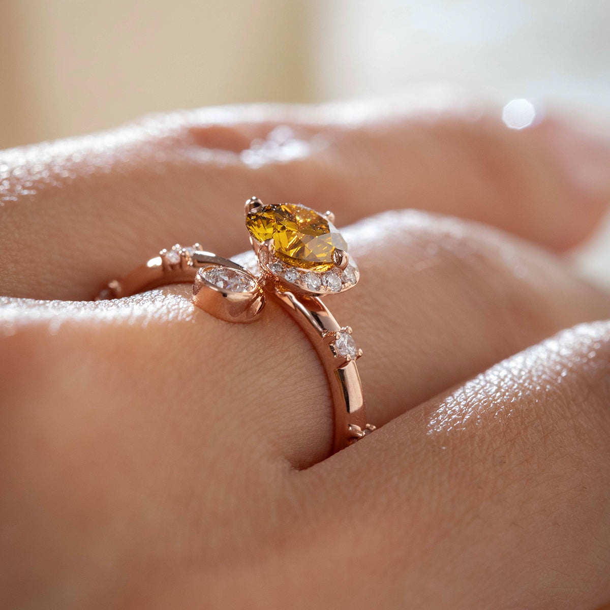 14K Rose Gold 1ct Yellow Round Lab Diamond Celestial-inspired Ring with Sun, New Moon, and Star Design 14K Rose Gold 1ct Yellow Round Lab Diamond Celestial-inspired Ring with Sun, New Moon, and Star Design