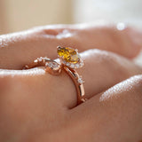 14K Rose Gold 1ct Yellow Round Lab Diamond Celestial-inspired Ring with Sun, New Moon, and Star Design 14K Rose Gold 1ct Yellow Round Lab Diamond Celestial-inspired Ring with Sun, New Moon, and Star Design