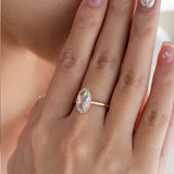 14K Yellow Gold Oval Rose Cut Lab Diamond Millegrain Solitaire Ring 14K Yellow Gold Oval Rose Cut Lab Diamond Millegrain Solitaire Ring