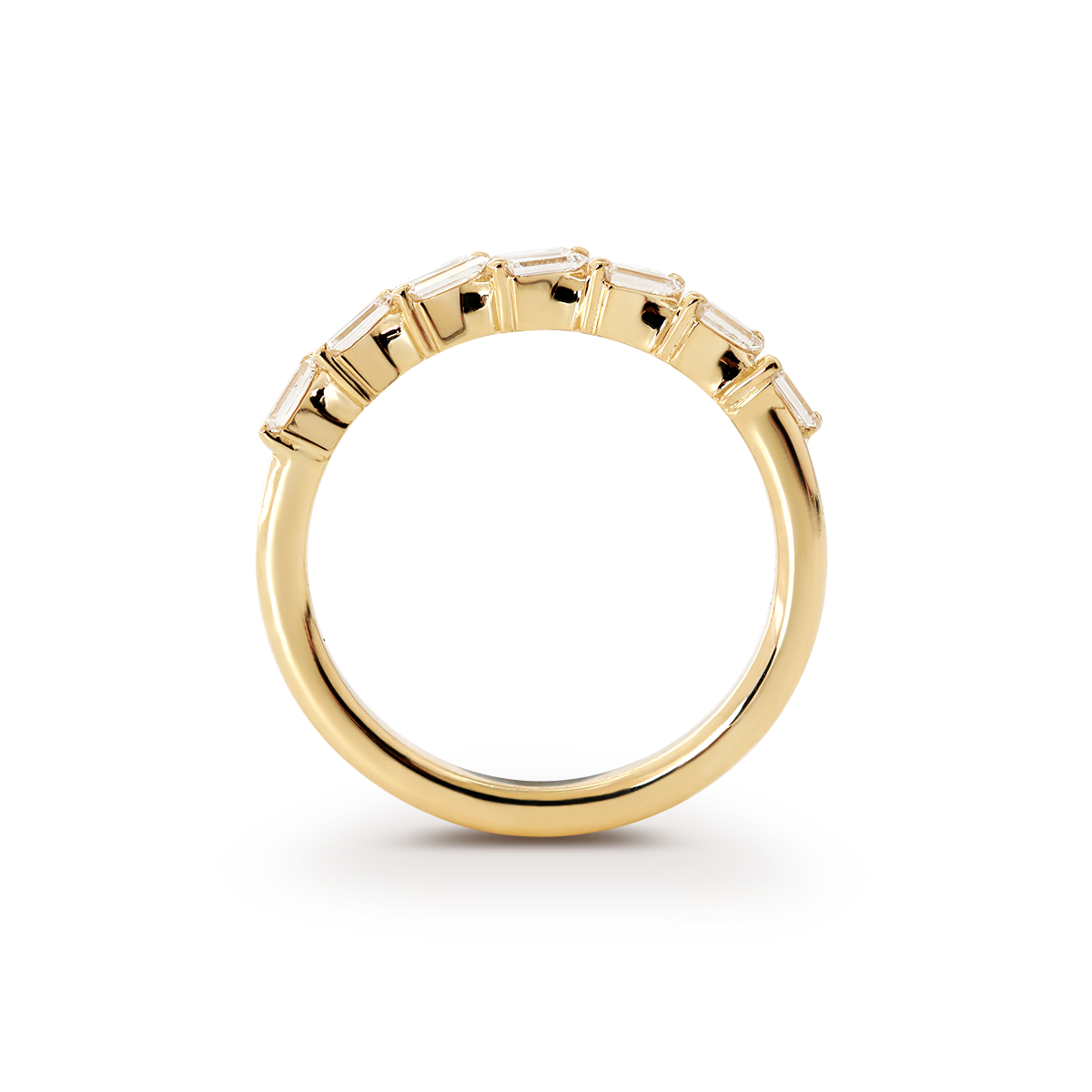 14K Yellow Gold Baguette Cut Lab Diamond 7 Stone Half Eternity Ring 14K Yellow Gold Baguette Cut Lab Diamond 7 Stone Half Eternity Ring