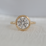 14K Yellow Gold Round Lab Diamond Bezel Crowm Basket Solitaire Ring 14K Yellow Gold Round Lab Diamond Bezel Crowm Basket Solitaire Ring