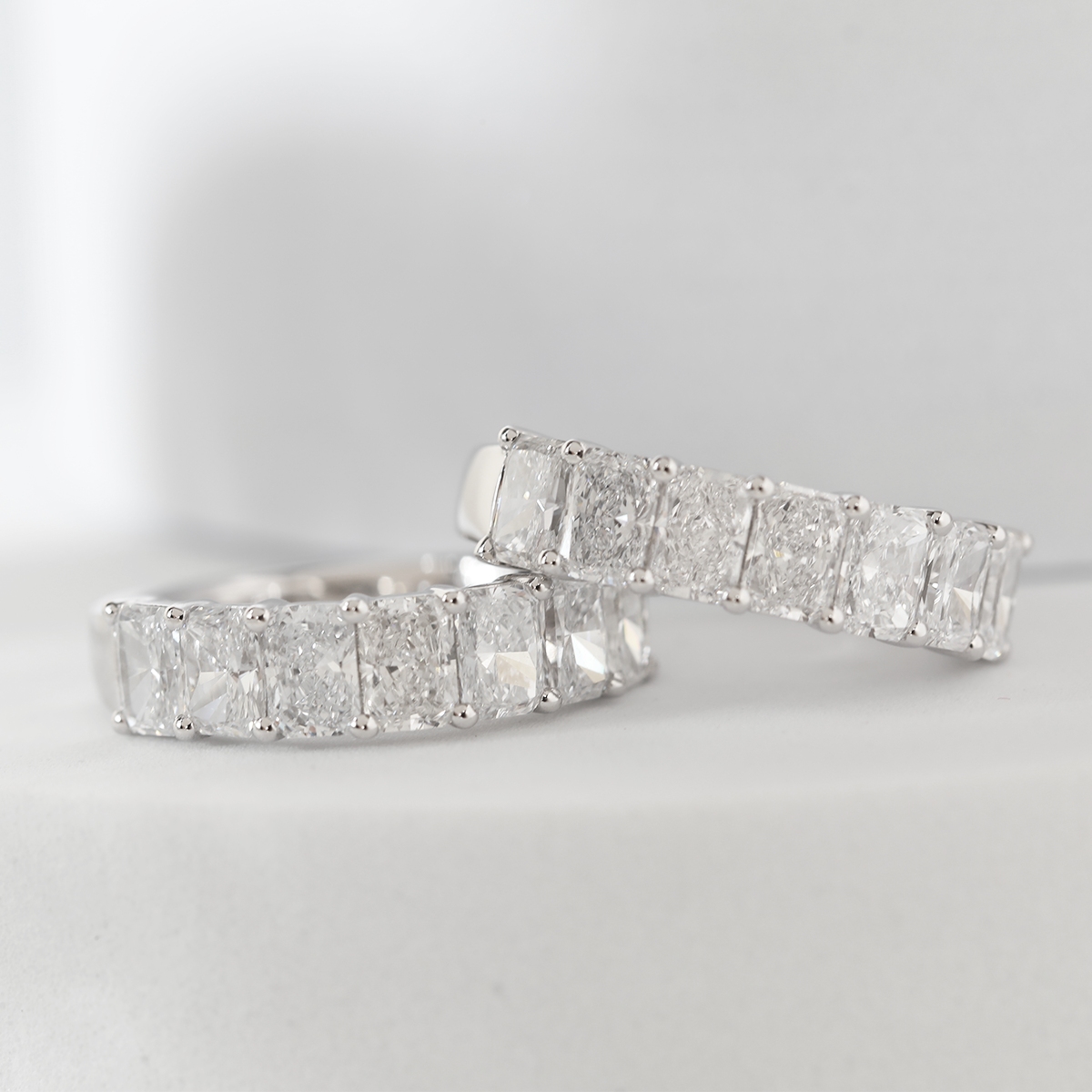 Platinum Radiant Cut Lab Diamond 7 Stone Half Eternity Ring Platinum Radiant Cut Lab Diamond 7 Stone Half Eternity Ring
