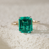 14K Yellow & White Gold 3ct Zambian Lab Emerald 4 Claw Prongs Hidden Halo Engagement Ring 14K Yellow & White Gold 3ct Zambian Lab Emerald 4 Claw Prongs Hidden Halo Engagement Ring