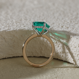 14K Yellow & White Gold 3ct Zambian Lab Emerald 4 Claw Prongs Hidden Halo Engagement Ring 14K Yellow & White Gold 3ct Zambian Lab Emerald 4 Claw Prongs Hidden Halo Engagement Ring