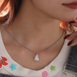 14K White Gold Necklace with 6ct Pear Shaped Lab Diamond Pendant in 3 Prong Basket Setting and Rolo Chain 14K White Gold Necklace with 6ct Pear Shaped Lab Diamond Pendant in 3 Prong Basket Setting and Rolo Chain