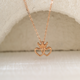 14K Rose Gold Toi et Moi Heart Shape and Crown Pendant Necklace 14K Rose Gold Toi et Moi Heart Shape and Crown Pendant Necklace