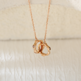 14K Rose Gold Toi et Moi Wheel Gear Pendant Necklace with Round Lab Dimaond 14K Rose Gold Toi et Moi Wheel Gear Pendant Necklace with Round Lab Dimaond