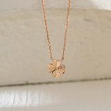 14K Rose Gold Round Lab Diamond Clover Pendant Necklace 14K Rose Gold Round Lab Diamond Clover Pendant Necklace