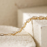 18K Yellow Gold Pear Lab Diamond 9 Stone Chain Bracelet 18K Yellow Gold Pear Lab Diamond 9 Stone Chain Bracelet