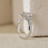 Platinum 2.5ct Princess Cut Lab Diamond 5 Stone Engagement Ring with Radiant Cut and Bullet Cut Side-stones Platinum 2.5ct Princess Cut Lab Diamond 5 Stone Engagement Ring with Radiant Cut and Bullet Cut Side-stones