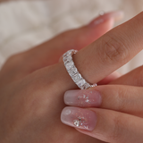 14K White Gold 4*3MM Radiant Cut Lab Diamond U Shaped Pave Eternity Band 14K White Gold 4*3MM Radiant Cut Lab Diamond U Shaped Pave Eternity Band