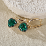 14K Yellow Gold Heart Cut Colombian Lab Emerald Bezel Setting Hoop Earrings with Black Rhodium Plated 14K Yellow Gold Heart Cut Colombian Lab Emerald Bezel Setting Hoop Earrings with Black Rhodium Plated