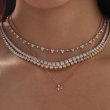 14K Rose Gold Round Lab Diamond Clover Pendant Necklace 14K Rose Gold Round Lab Diamond Clover Pendant Necklace