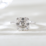 Platinum 5ct Antique Asscher Cut Lab Diamond Double Claw Prong Basket Solitaire Ring Platinum 5ct Antique Asscher Cut Lab Diamond Double Claw Prong Basket Solitaire Ring