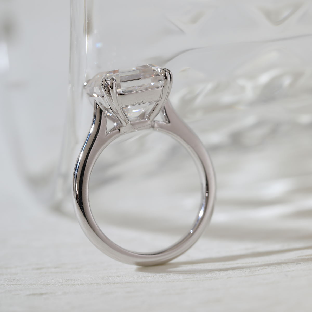 Platinum 5ct Antique Asscher Cut Lab Diamond Double Claw Prong Basket Solitaire Ring Platinum 5ct Antique Asscher Cut Lab Diamond Double Claw Prong Basket Solitaire Ring