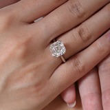 Platinum 5ct Antique Asscher Cut Lab Diamond Double Claw Prong Basket Solitaire Ring Platinum 5ct Antique Asscher Cut Lab Diamond Double Claw Prong Basket Solitaire Ring