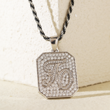 14K White Gold Palm Pendant Necklace with Round Lab Diamond Pave 14K White Gold Palm Pendant Necklace with Round Lab Diamond Pave