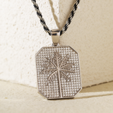 14K White Gold Palm Pendant Necklace with Round Lab Diamond Pave 14K White Gold Palm Pendant Necklace with Round Lab Diamond Pave