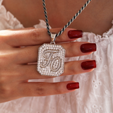14K White Gold Palm Pendant Necklace with Round Lab Diamond Pave 14K White Gold Palm Pendant Necklace with Round Lab Diamond Pave