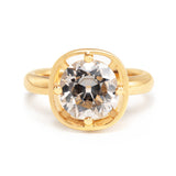 14K Yellow Gold 2.5ct Antique Old Mine Cut Diamond Basket Setting Ring with Smooth Ring Cut Design 14K Yellow Gold 2.5ct Antique Old Mine Cut Diamond Basket Setting Ring with Smooth Ring Cut Design
