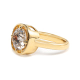 14K Yellow Gold 2.5ct Antique Old Mine Cut Diamond Basket Setting Ring with Smooth Ring Cut Design 14K Yellow Gold 2.5ct Antique Old Mine Cut Diamond Basket Setting Ring with Smooth Ring Cut Design