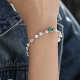 14K White Gold 10 ct tw 6 Shapes Lab Diamond & Lab Emerald Tennis Bracelet 14K White Gold 10 ct tw 6 Shapes Lab Diamond & Lab Emerald Tennis Bracelet